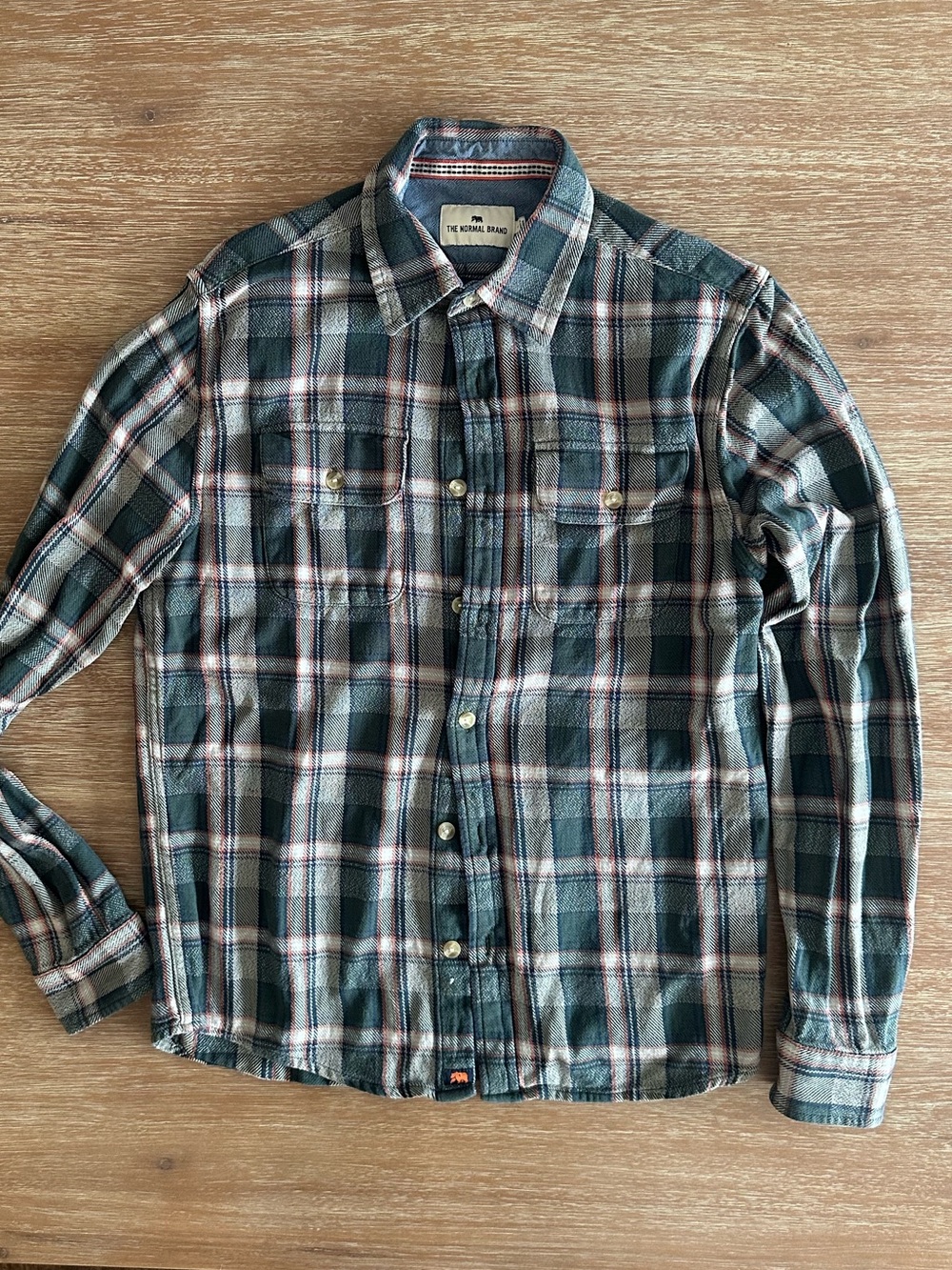 The Normal Brand Men's Teal and White Plaid Button-Down Shirt